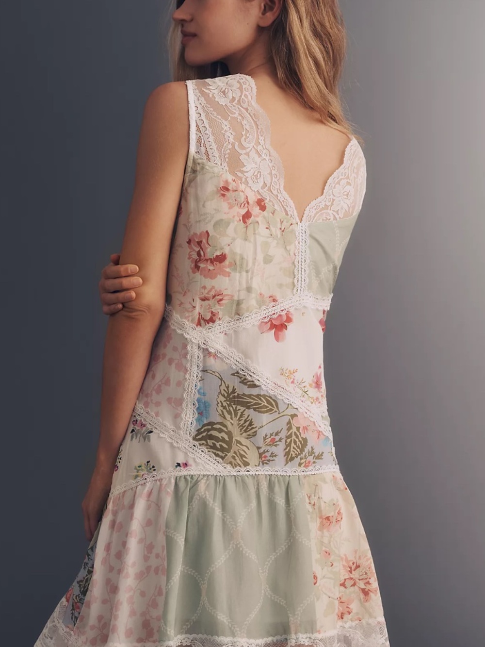 Maeve Drop-Waist Lace-Trim Mini Dress - Picture 3 of 6